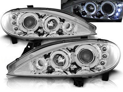 Headlights for Renault Megane 1999 2000 2001 2002 VR-1515 Angel Eyes Chrome