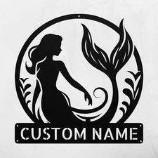 Personalized Mermaid Sign Custom Nautical Decor Gift for Ocean Lovers Home Decor