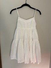 American Eagle White Tiered Coastal Flowy Babydoll Mini Dress Size XS