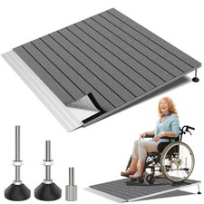 Nuvium Adjustable Aluminum Wheelchair Threshold Ramp 36"x36" 3.3"-6.6" Rise.