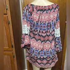 Win win pinwheel bell sleeve tunic lace sleeve l/xl blouse boho academia preppy