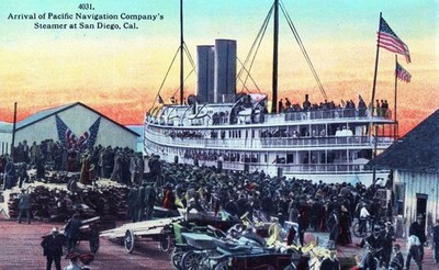 Arrival of Pacific Navigation Company's Steamer at San Diego, Cal. Postcard