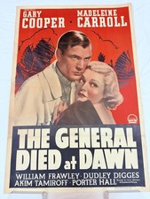 1942 The General Died At Dawn Original 27x41” Movie Poster Gary Cooper On Linen
