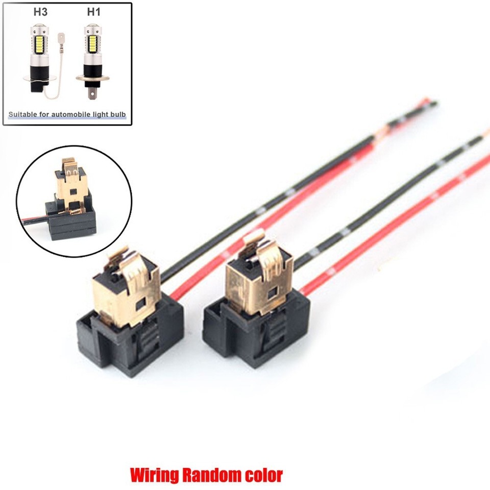 2pc / Pair H1 H3 Socket Extension Wiring Harness Connector LED