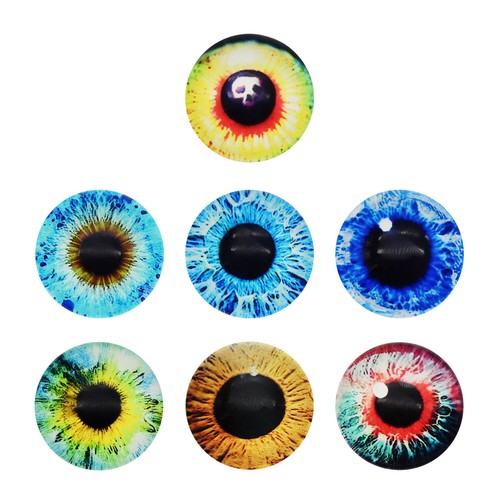 6-30mm Assorted Half Round Evil Dragon Eye Flat Back Glass Cabochon Dome Jewelry - Picture 6 of 10