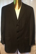 Men's Faconnable Dark Gray 100 Wool Striped Suit Jacket Size 46