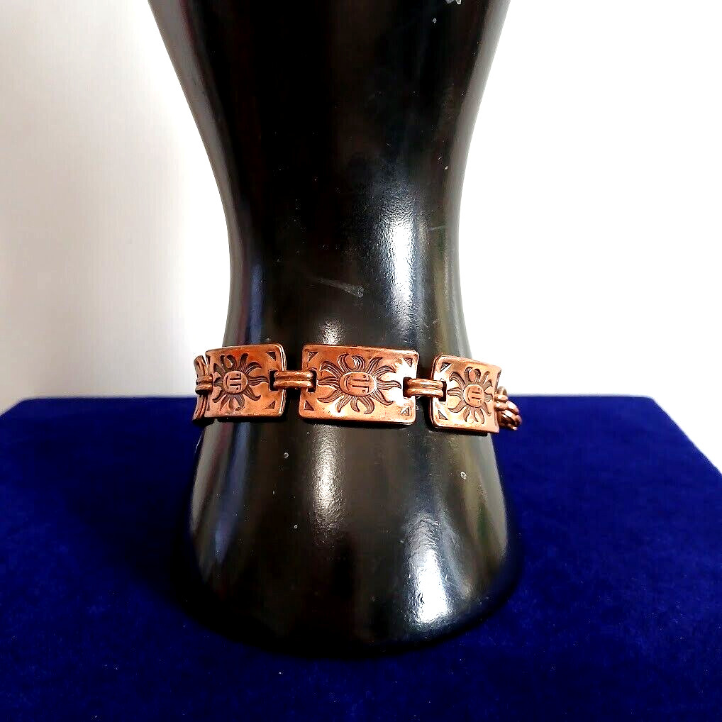 Solid Embossed Copper Panel Bracelet ~ Length 7 i… - image 4