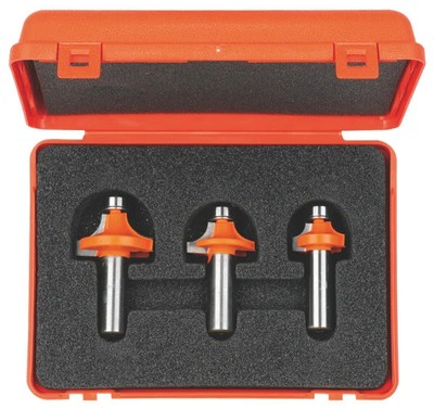 CMT 3 piece Roundover Router Bit Sets Carbide Tipped 1/4'' and 1/2'' Shanks