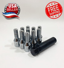 10 12x1.5 Spline Lug Bolts Chrome Wheel Locks 32mm Shank Bmw Mercedes Vw