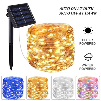 8 Modes LED Solar Fairy String Lights Waterproof Copper Wire Garden ...