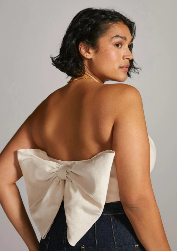 Bow strapless top sale