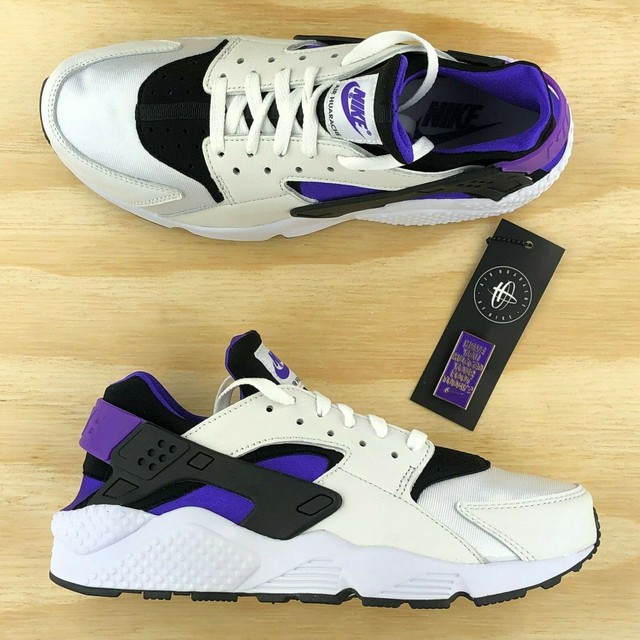 white black and purple huaraches