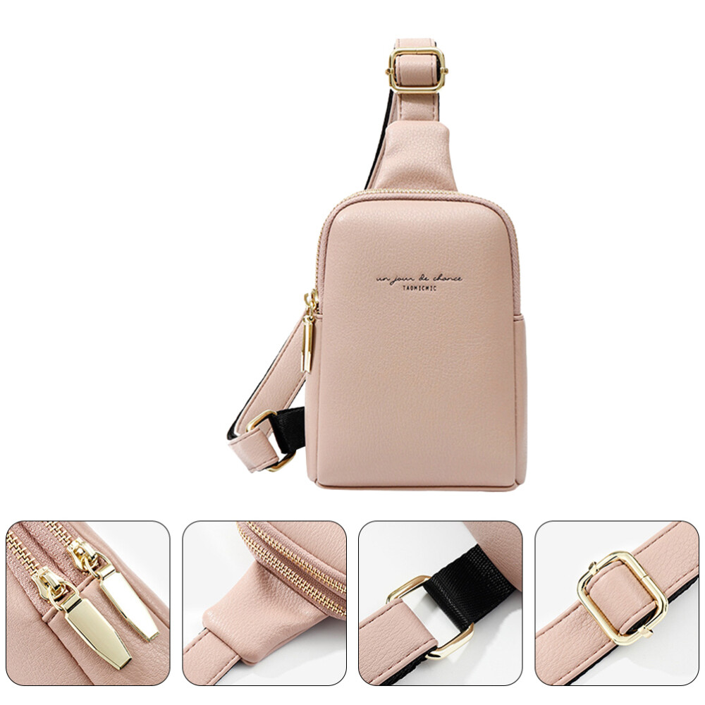 PU Waist Bag for Women Travel Purses Pink Chest Mini Crossbody Bags Miss
