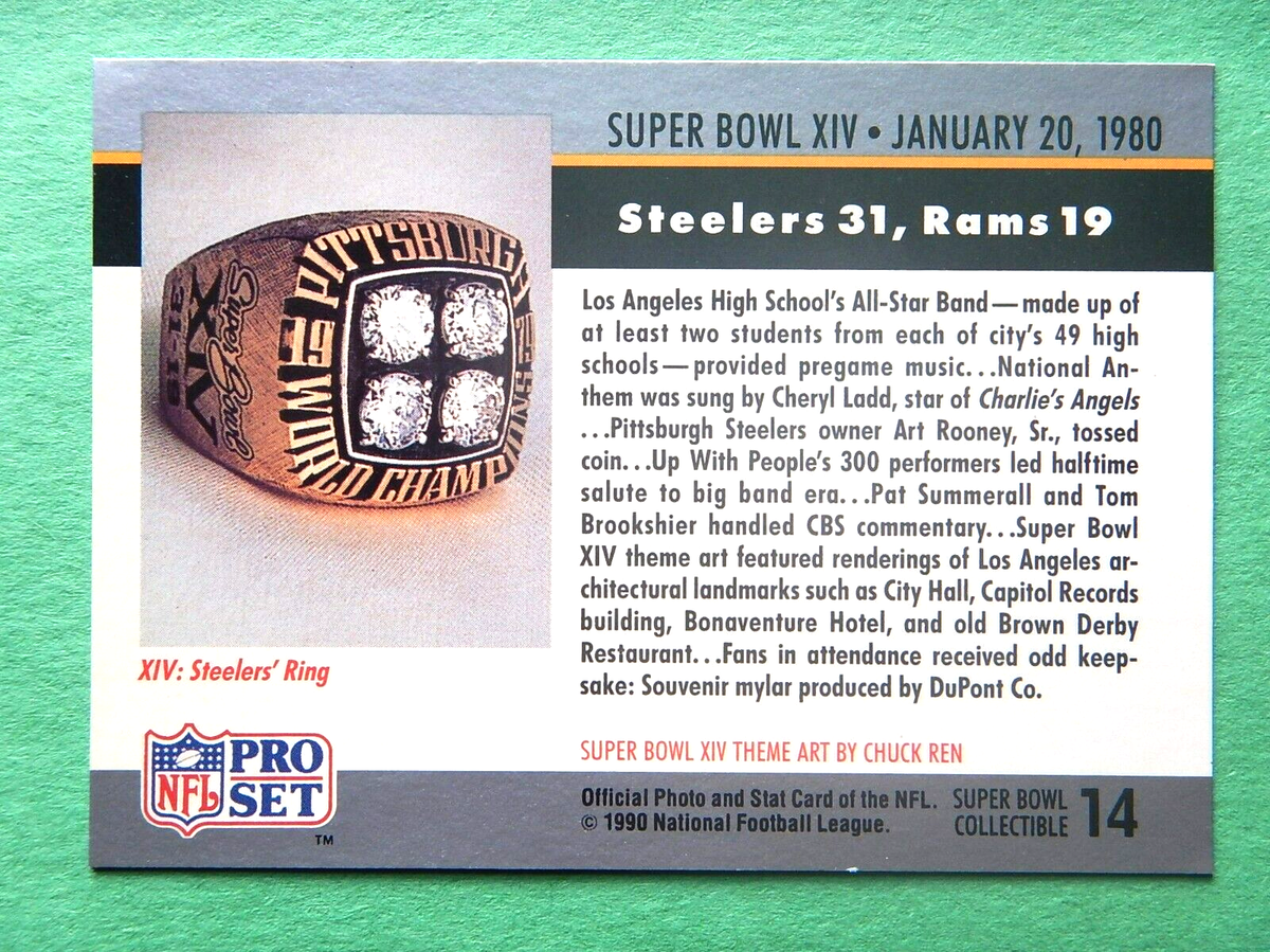 レア BB 50連荘 & ラオウ超級天証明書セット 1980 Super Bowl XIV #14 Pro Set 1990 Football Card (Steelers 31