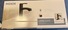 Moen 84484 BL Laken 1 Handle One Hole Bathroom Faucet w/ Drain Matte Black