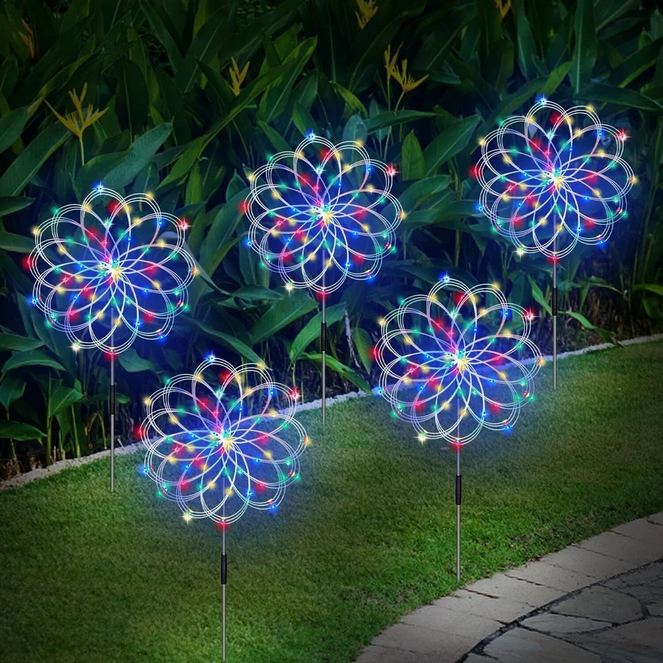 3 Pack Solar Fireworks Lights Outdoor Garden Party Xmas Fairy Wedding Lamp IP65 - Image 3 of 4
