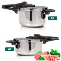 4/6 Litre Dual Handle Stainless Steel Pressure Cooker Kitchen Catering Cookware