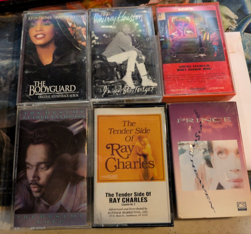 Lot of 6 R&B Cassettes (Whitney Houston, Prince, Aretha Franklin & More)
