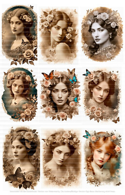 Scrapbooking Papier, Junk Journal Vintage Frauen Portraits Nostalgie
