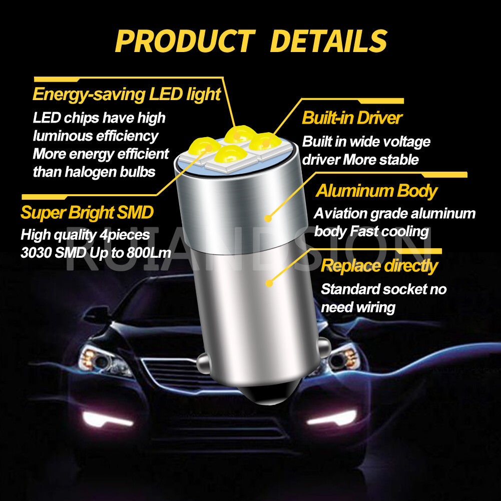 SOFOC-BA7S Interior Bulbs For Car Dashboard Indicator Lights Car Dome Light Map Lamp Trunk Light Etc 24V 2W Warm White 10Pcs - View #9