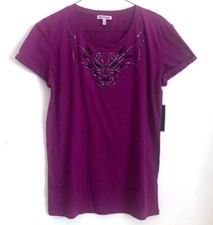 JUICY COUTURE Rhinestones Tee T-Shirt MAGENTA