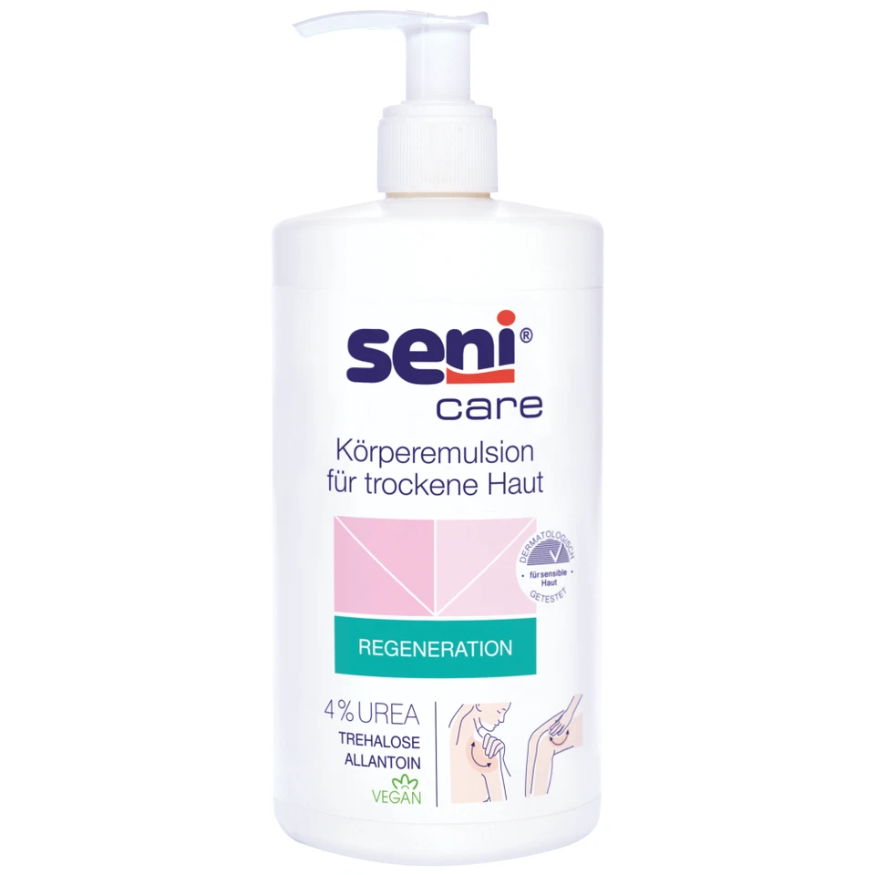 TZMO SENI care Körperemulsion für trockene Haut mit 4% Urea, Regeneration, 500 ml