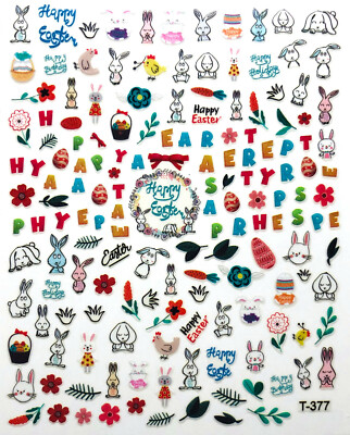 OSTERN Nagelsticker Nail Art Hase Eier Blumen selbstklebend T-377-0908