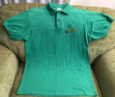 ANVIL MENS SZ L EMERALD SOCIETY OF ILLINOIS CHICAGO IRISH KELLY GREEN POLO SHIRT