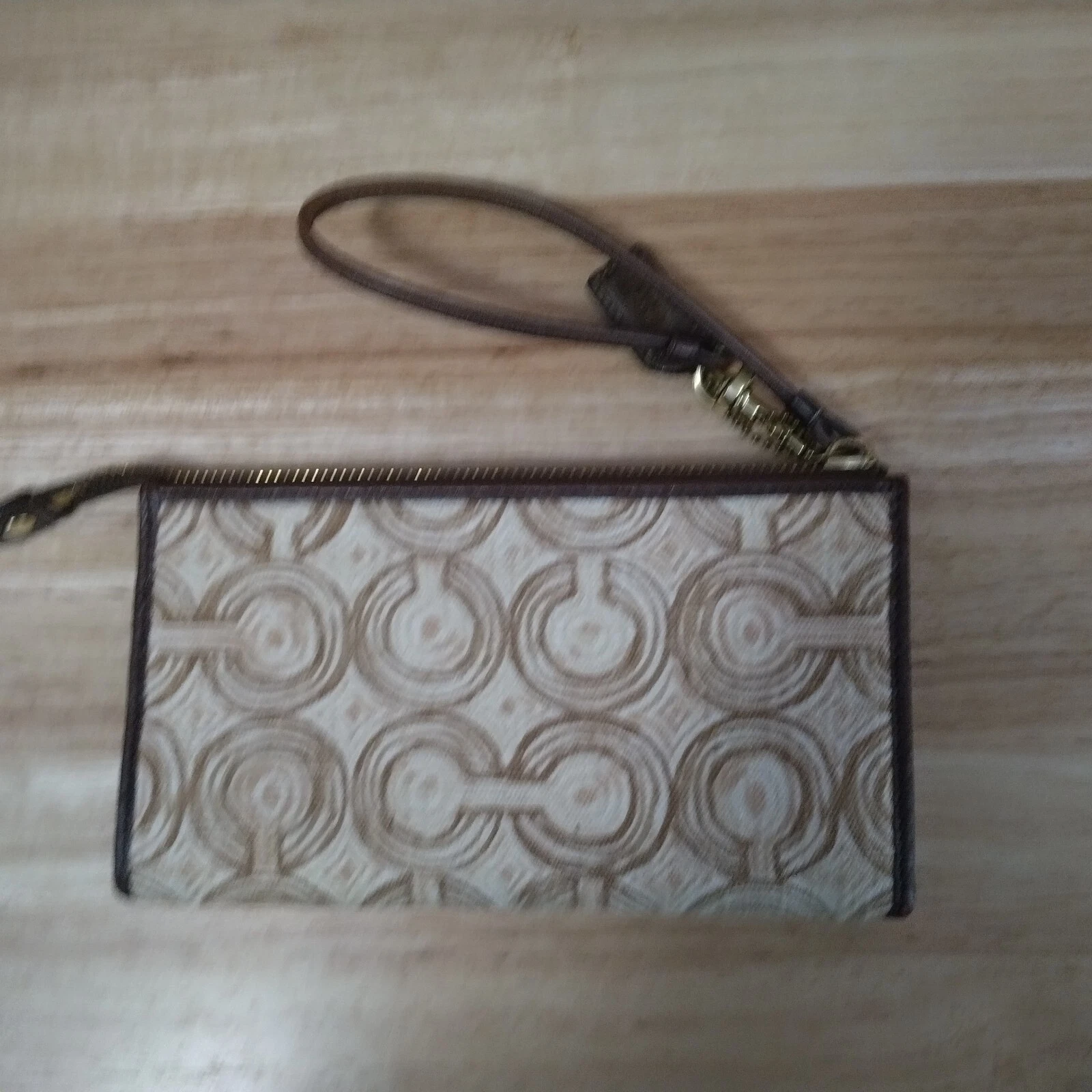 Coach Audrey Op Art Swirl Bracciale Donna Tessuto Pelle con Etichetta da Appendere Portachiavi