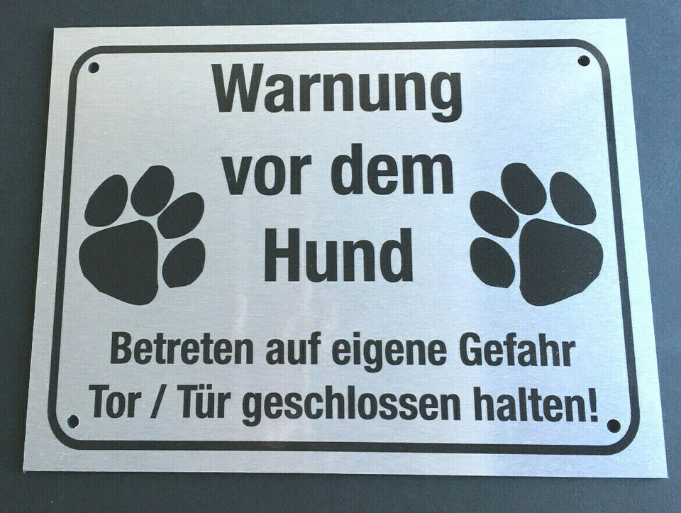Warnung vor dem Hund Schild Alu Achtung Hundeschild Warnschild Hinweis Gefahr - Bild 3 von 3