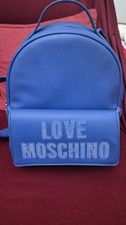 Moschino Love Moschino zaino donna blu ecopelle zip logo tasche dettagli oro