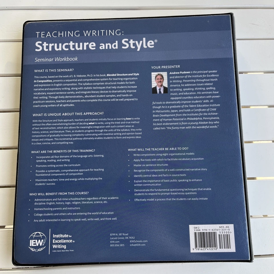 Teaching Writing: Structure and Style Seminar and by Andrew Pudewa NO DVD's - Image 3 of 4