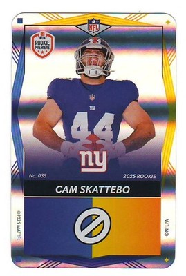 Cam Skattebo 2025 UNO Elite Rookie Edition Blue & Yellow Dual Foil SP Giants #35