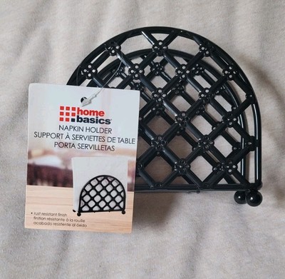 NEW Home Basics Steel Heavyweight Lattice Collection Napkin Holder, Black 