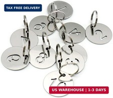 Stainless Steel 1-10 Numbered Key Tags with Labels - Coat Check House Locker K