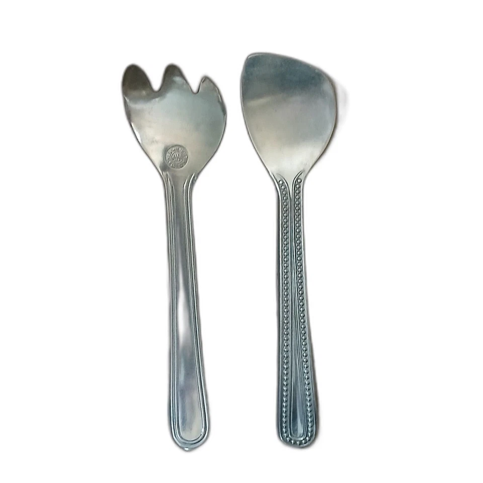 Wilton Armetale Flautas y Perlas Ensalada Tenedor Cuchara Set Peltre Grande 2 Piezas Foto 2 de 3