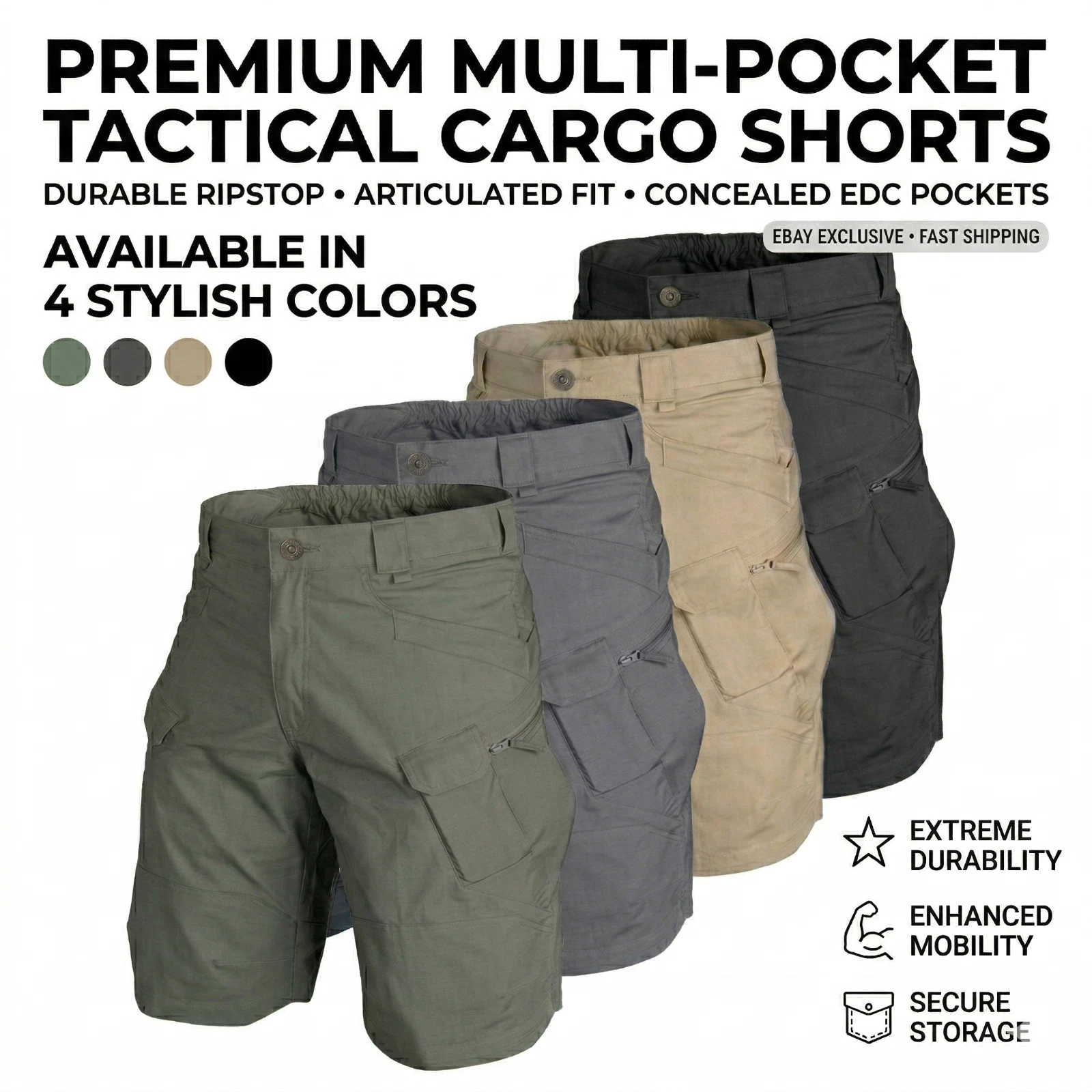 Quick Dry Tactical Shorts Mens Waterproof Multi Pocket Work Outdoor Hiking
Opens in a new window or