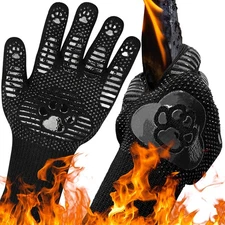 UBeesize Lengthen BBQ Gloves, 1472°F Heat Resistant Grill Glove, Fireproof Oven