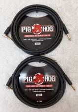 Qty/2 PigHog 10ft - 8mm Instrument Cable 1/4"-1/4" Right Angle Connectors PH10R
