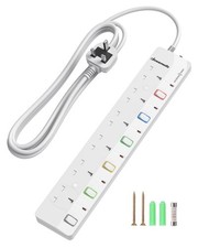 6Way Extension Lead with Individual Switches, Surge Protected Extension Cable 3M
