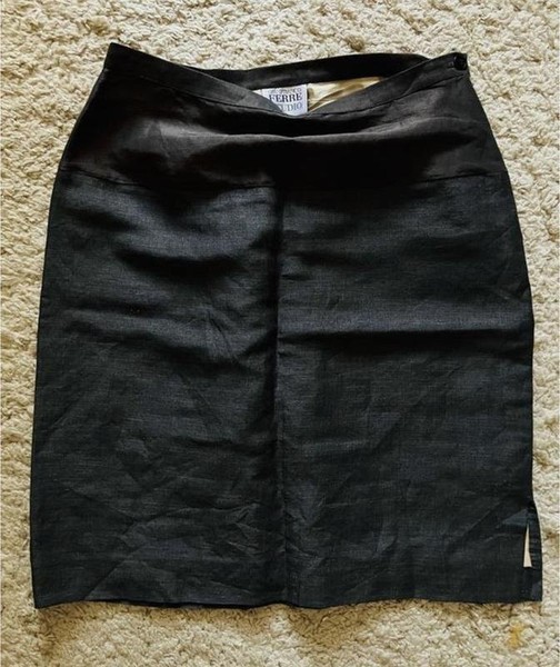 Women Gianfranco Ferre Skirt Grey Linen Silk 36