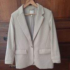 H&M Womens  Oversize jacket/blazer size M Beige/cream wool mix, single breasted
