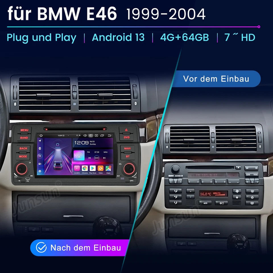4GB+64GB Android 14 CarPlay Autoradio CD DVD Navi WiFi BMW 3er E46 320 Rover MG - Bild 2 von 4