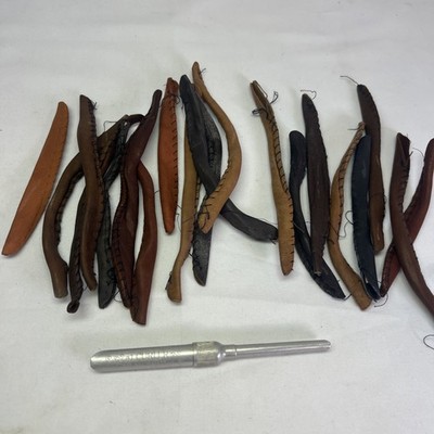 Leather Hair Curlers Lot of 20 With 2 In 1 Curler Antique Victorian