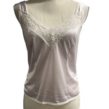 Vintage Y2K Cami Purple Nylon Lace Trim Size M Fairy Coquette Romantic Feminine