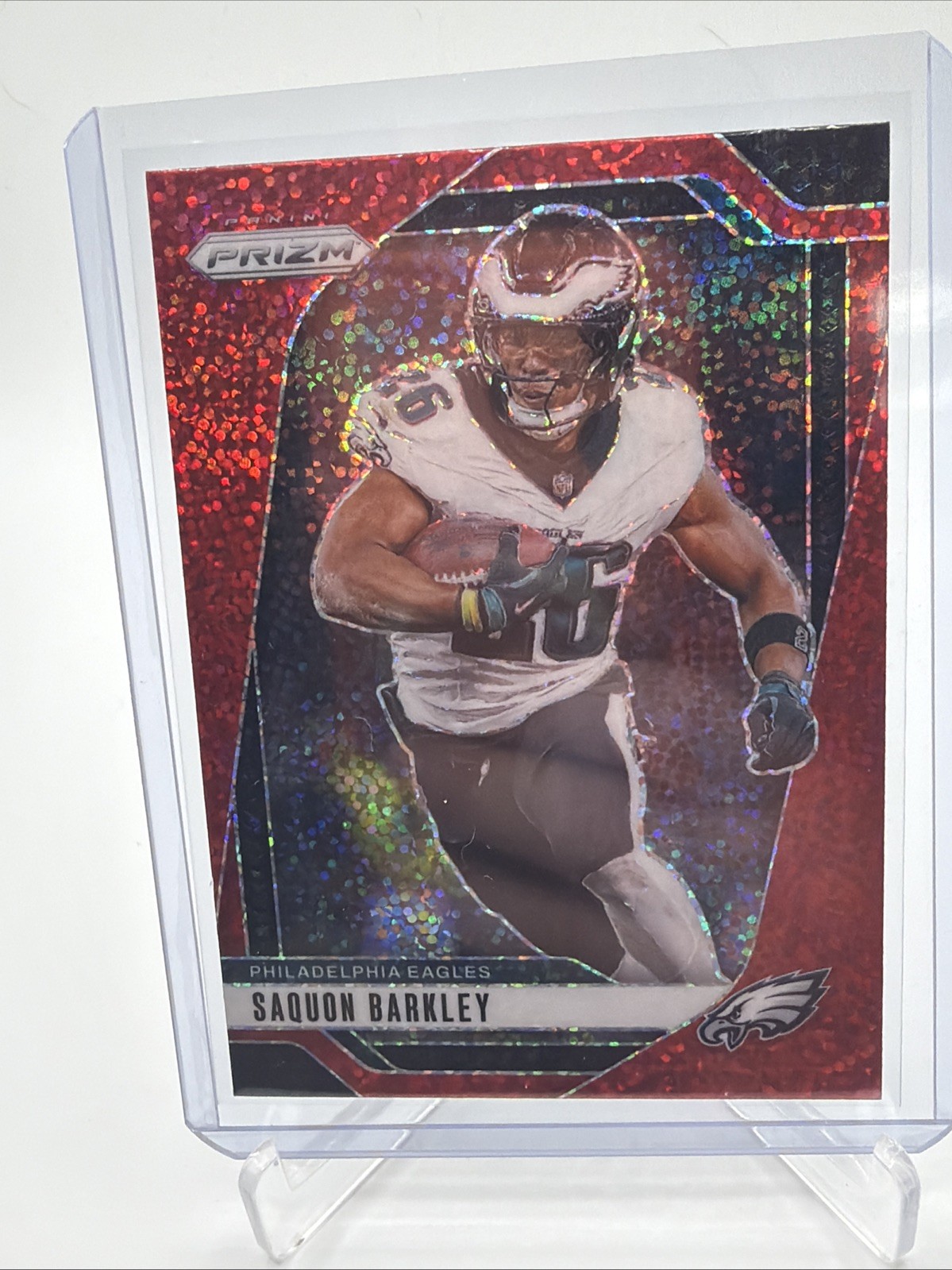 2024 Panini Prizm Saquon Barkley Red Sparkle Prizm #232 Eagles