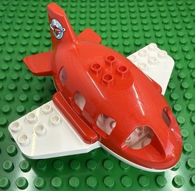 Lego Duplo Red Airplane Plane Midsize Fuselage Tail with Globe In 10805 & 10590
