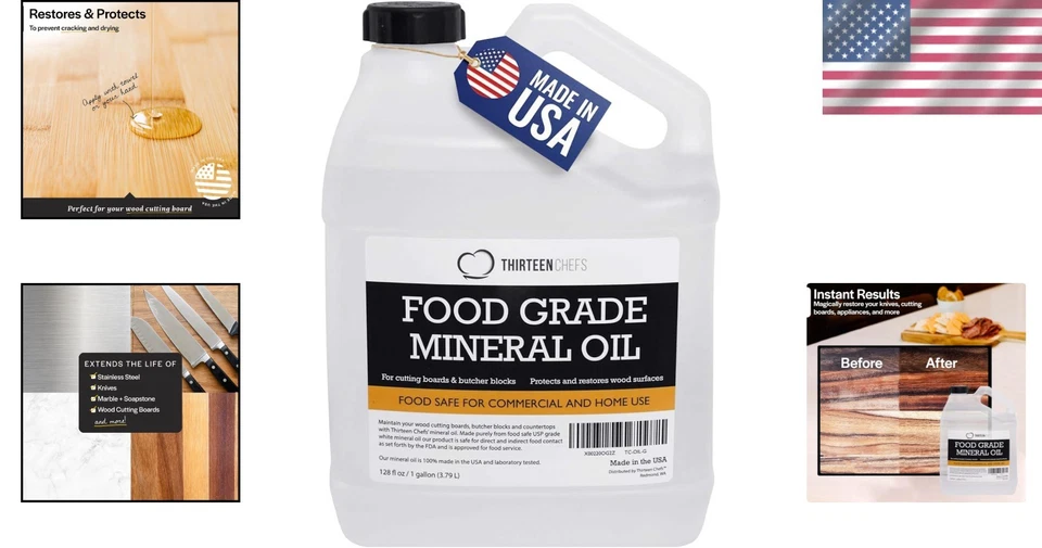 Aceite mineral 128 oz probado en laboratorio - Acondicionador para madera, seguro y fácil de usar Foto 2 de 4