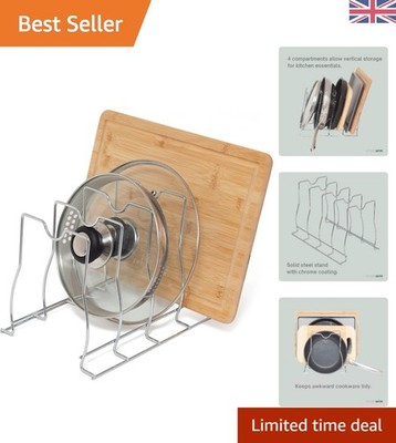 Kompaktes Chromgestell für Pfannen, Deckel und Backbleche - Perfekter Küchenorganizer