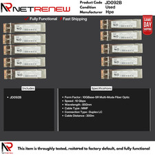 LOT OF 10 JD092B HPE 10GB BASE-SR 850nm Short Reach MMF LC SFP Transceiver
